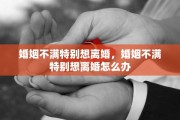 婚姻不满特别想离婚，婚姻不满特别想离婚怎么办
