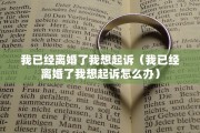 我已经离婚了我想起诉（我已经离婚了我想起诉怎么办）