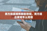 男方提离婚有那些赔偿，男方提出离婚怎么赔偿