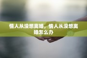 情人从没想离婚，情人从没想离婚怎么办