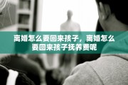离婚怎么要回来孩子，离婚怎么要回来孩子抚养费呢