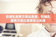 在哺乳期男方提出离婚，在哺乳期男方提出离婚怎么处理