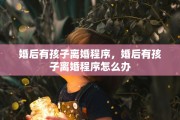 婚后有孩子离婚程序，婚后有孩子离婚程序怎么办