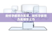 刚怀孕都想办离婚，刚怀孕都想办离婚怎么办