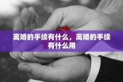 离婚的手续有什么，离婚的手续有什么用