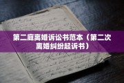 第二庭离婚诉讼书范本（第二次离婚纠纷起诉书）