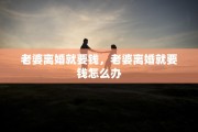老婆离婚就要钱，老婆离婚就要钱怎么办
