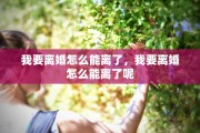 我要离婚怎么能离了，我要离婚怎么能离了呢