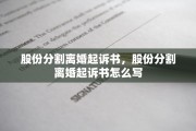 股份分割离婚起诉书，股份分割离婚起诉书怎么写