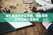 哺乳期男方协议离婚，哺乳期男方可以协议离婚吗