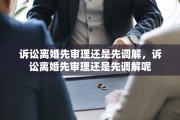 诉讼离婚先审理还是先调解，诉讼离婚先审理还是先调解呢