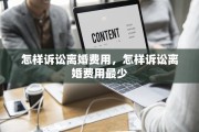 怎样诉讼离婚费用，怎样诉讼离婚费用最少