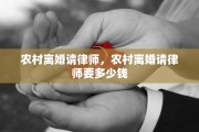 农村离婚请律师，农村离婚请律师要多少钱