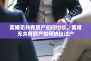 离婚无共有房产如何协议，离婚无共有房产如何协议过户