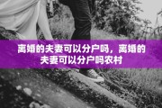 离婚的夫妻可以分户吗，离婚的夫妻可以分户吗农村
