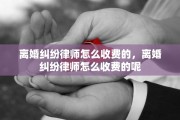 离婚纠纷律师怎么收费的，离婚纠纷律师怎么收费的呢