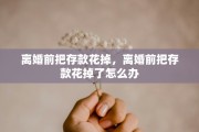 离婚前把存款花掉，离婚前把存款花掉了怎么办