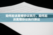 如何起诉离婚协议执行，如何起诉离婚协议执行异议