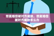 想离婚但被对方威胁，想离婚但被对方威胁怎么办