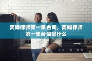 离婚律师第一集台词，离婚律师第一集台词是什么