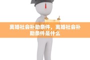 离婚社会补助条件，离婚社会补助条件是什么