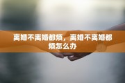离婚不离婚都烦，离婚不离婚都烦怎么办
