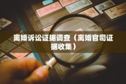 离婚诉讼证据调查（离婚官司证据收集）
