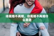 待离婚不再婚，待离婚不再婚什么意思
