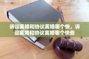 诉讼离婚和协议离婚哪个快，诉讼离婚和协议离婚哪个快些