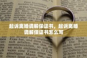 起诉离婚调解保证书，起诉离婚调解保证书怎么写