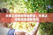 夫妻之间要离婚道歉语，夫妻之间要离婚道歉语句