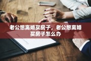 老公想离婚买房子，老公想离婚买房子怎么办