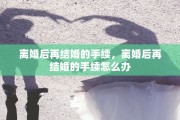 离婚后再结婚的手续，离婚后再结婚的手续怎么办