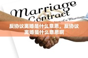 反协议离婚是什么意思，反协议离婚是什么意思啊