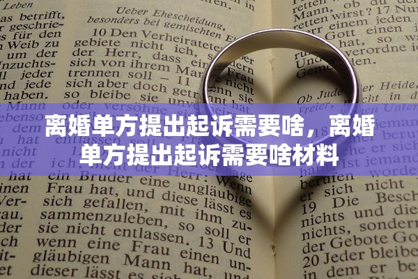 离婚单方提出起诉需要啥，离婚单方提出起诉需要啥材料