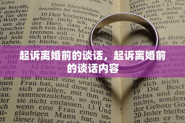 起诉离婚前的谈话，起诉离婚前的谈话内容