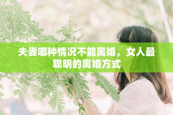 夫妻哪种情况不能离婚，女人最聪明的离婚方式