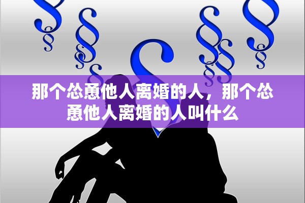 那个怂恿他人离婚的人，那个怂恿他人离婚的人叫什么