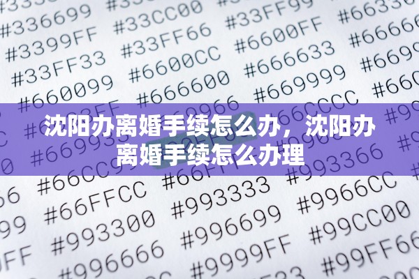 沈阳办离婚手续怎么办，沈阳办离婚手续怎么办理