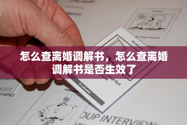 怎么查离婚调解书，怎么查离婚调解书是否生效了