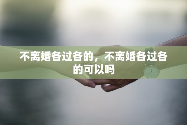 不离婚各过各的，不离婚各过各的可以吗