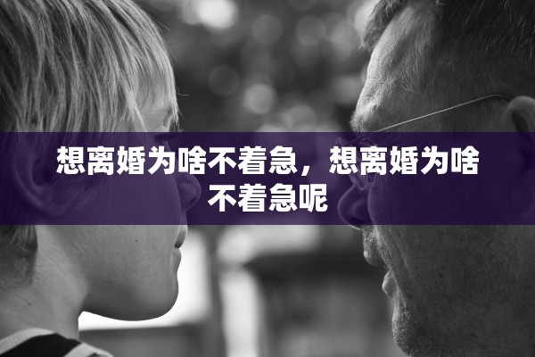 想离婚为啥不着急，想离婚为啥不着急呢