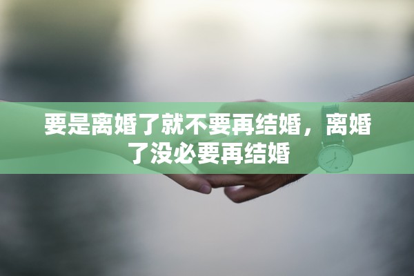 要是离婚了就不要再结婚，离婚了没必要再结婚