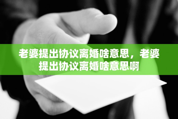 老婆提出协议离婚啥意思，老婆提出协议离婚啥意思啊