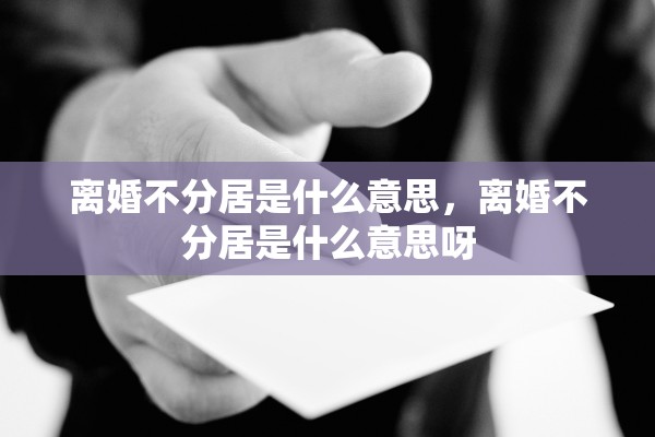 离婚不分居是什么意思，离婚不分居是什么意思呀