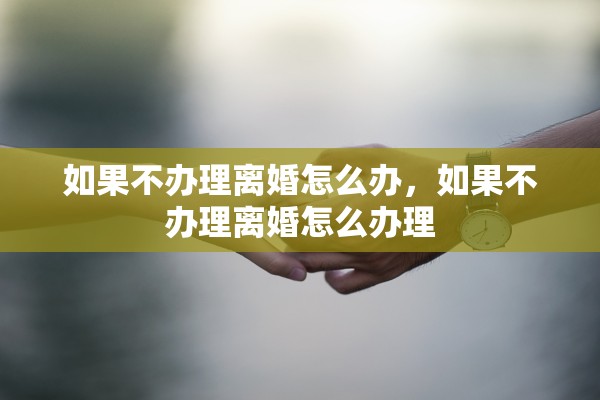 如果不办理离婚怎么办，如果不办理离婚怎么办理