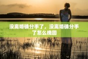 没离婚确分手了，没离婚确分手了怎么挽回