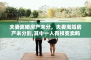 夫妻离婚房产未分，夫妻离婚房产未分割,其中一人有权变卖吗