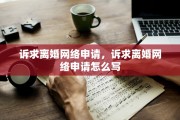 诉求离婚网络申请，诉求离婚网络申请怎么写