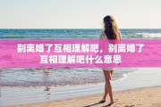 别离婚了互相理解吧，别离婚了互相理解吧什么意思
